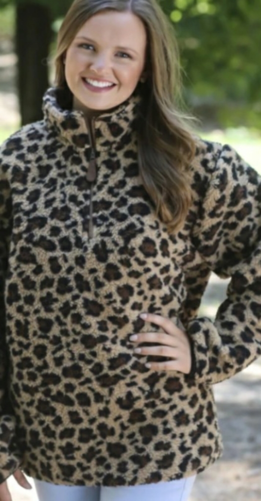 🩵2 for $40! girlie girls original leopard CC sherpa pullover